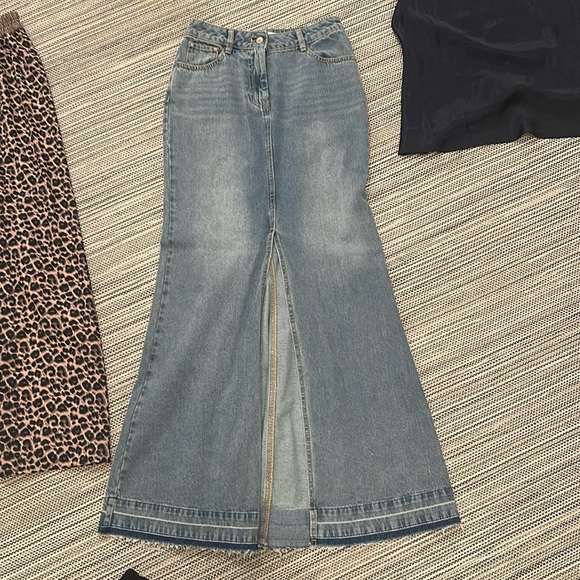 Love shack fancy maxi denim skirt